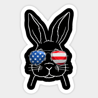 American flag 4th of July patriotic Rabbit Kids Sticker